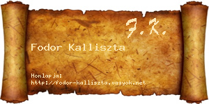 Fodor Kalliszta névjegykártya